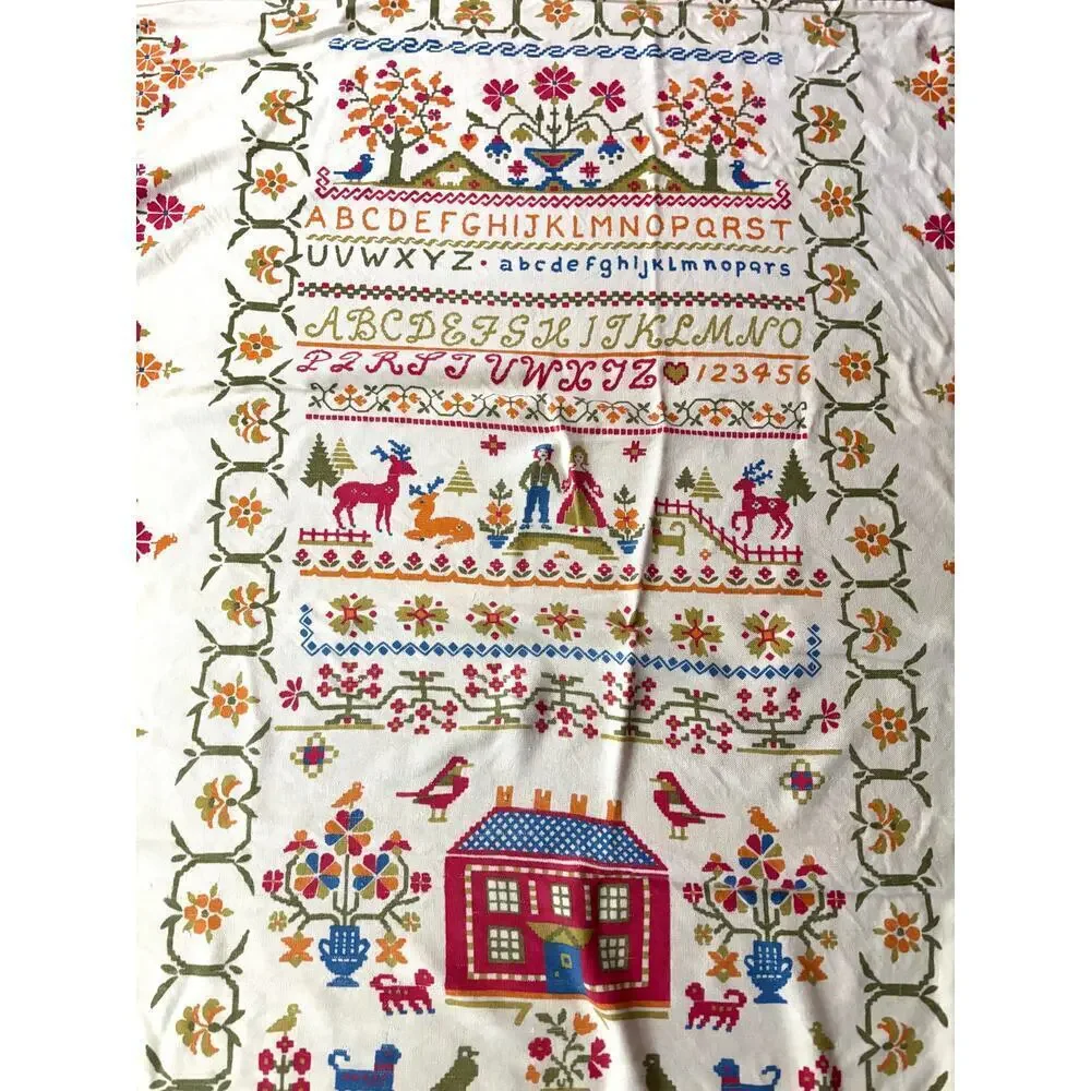 VTG Fieldcrest American Sampler Dutch Bedspread‎ Comforter Twin Fringe 72